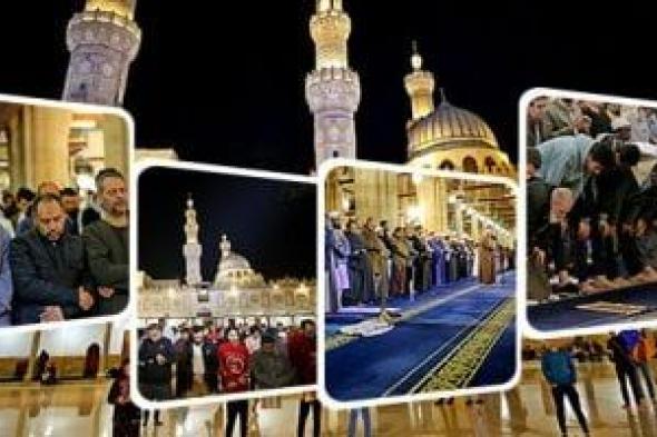 آلاف المصلين يؤدون صلاة التراويح الأولى فى رمضان بالجامع الأزهر.. صور