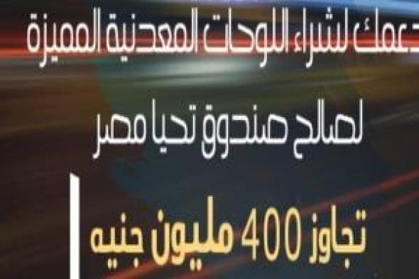 دعم المواطنين فى شراء اللوحات المعدنية المميزة تجاوز 400 مليون جنيه لصالح صندوق "تحيا مصر"