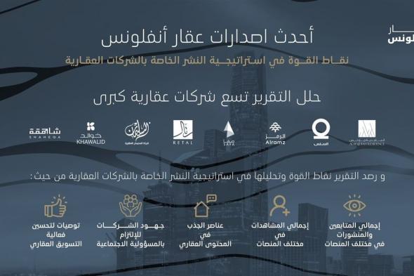 "عقار انفلونس" السعودية تُصدر تقريرًا تحليليًا حول استراتيجيات التسويق للشركات العقارية على منصات التواصل الاجتماعي