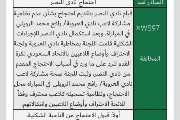 بعد رفض «الانضباط» احتجاجه.. النصر يتجه للاستئناف