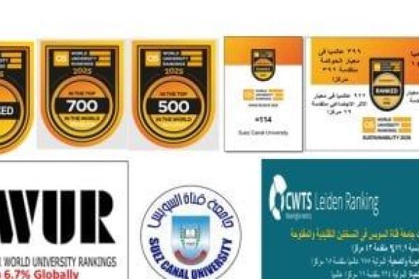 حصاد
جامعة
قناة
السويس
فى
التصنيفات
الدولية
لعام
2025..
تفاصيل