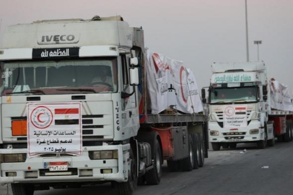 قافلة
"زاد
العزة"
الـ112
تنطلق
من
مصر
إلى
غزة