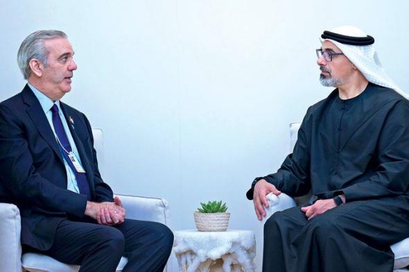 خالد بن محمد يبحث تعزيز العلاقات مع رئيس الدومينيكان ورئيس وزراء مونتينيغرو