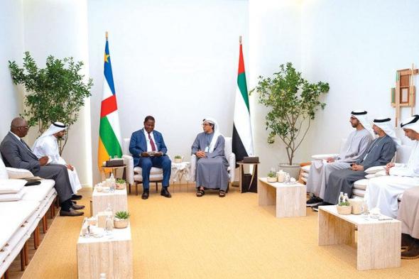 منصور بن زايد ورئيس إفريقيا الوسطى يبحثان علاقات التعاون