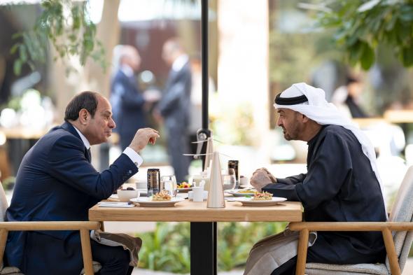 محمد بن زايد والسيسي يؤكدان أهمية تعزيز السلام في المنطقة لتحقيق الازدهار لشعوبها